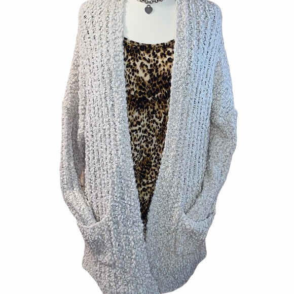 Carly Jean Los Angeles Sweaters - Carly Jean Los Angeles Taupe Chunky Oversize Cardi
